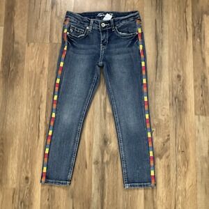 7 Seven Jeans Girls Size 10 Embroiderer Skinny Stretch Jeans  Medium Wash Spring